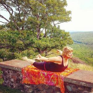 Kim doing Locust Pose